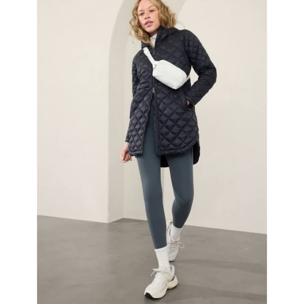 Athleta | Whisper Featherless Puffer Parka In Navy Blue Size Large
